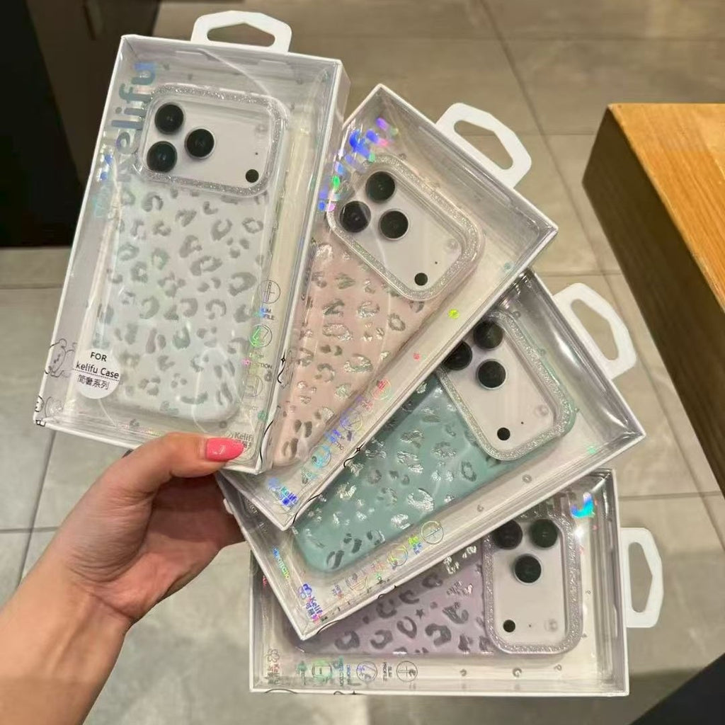 Acrylic Leopard Print Case iPhone Glitter Camera Frame