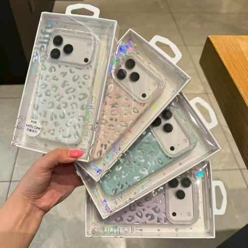 Acrylic Leopard Print Case iPhone Glitter Camera Frame
