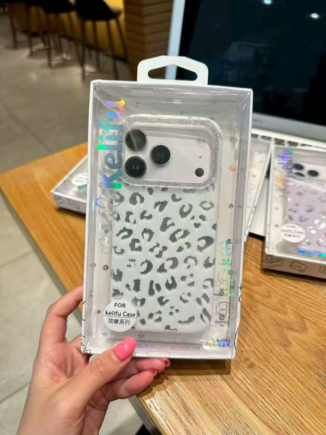 Acrylic Leopard Print Case iPhone Glitter Camera Frame
