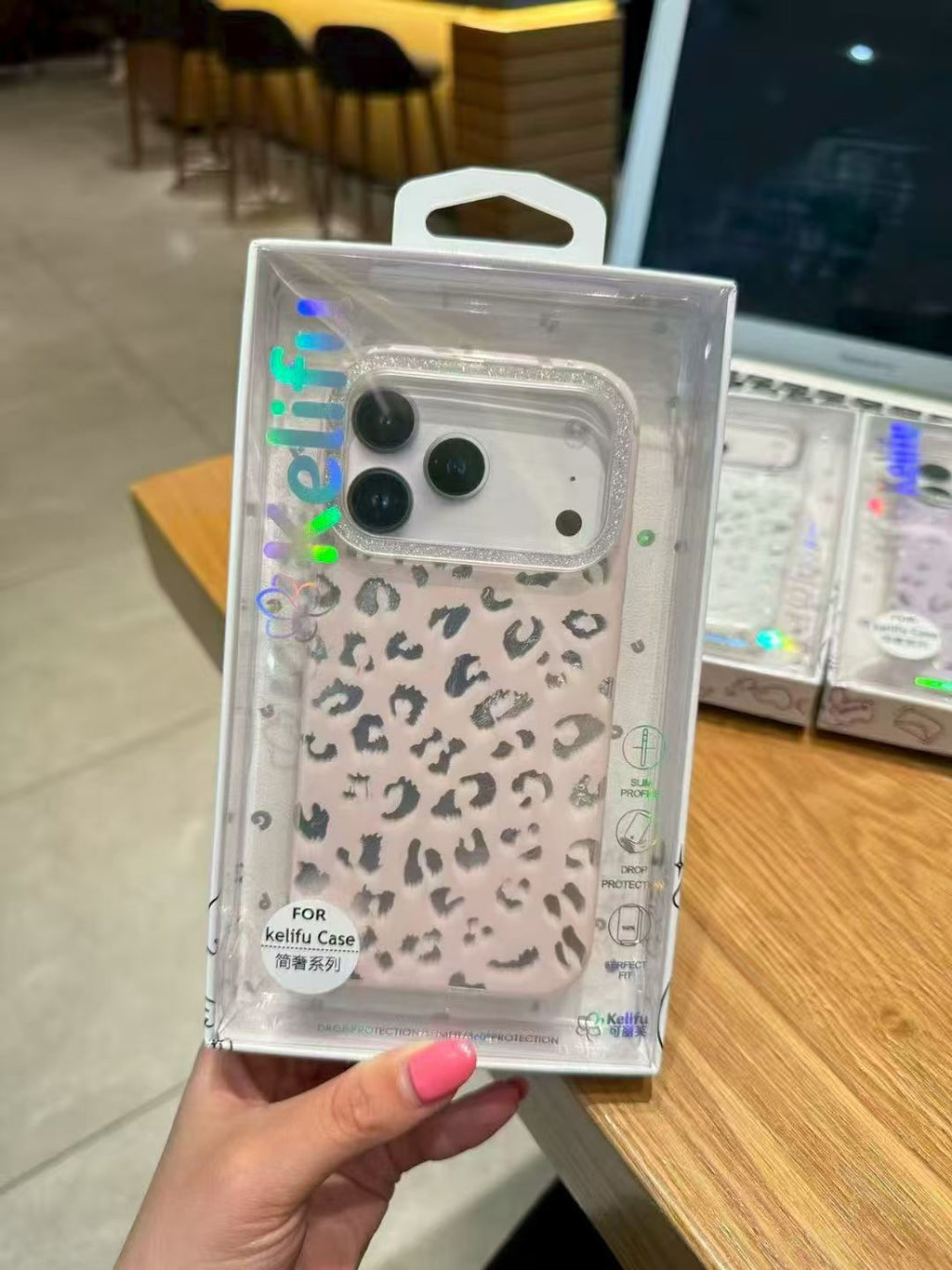 Acrylic Leopard Print Case iPhone Glitter Camera Frame