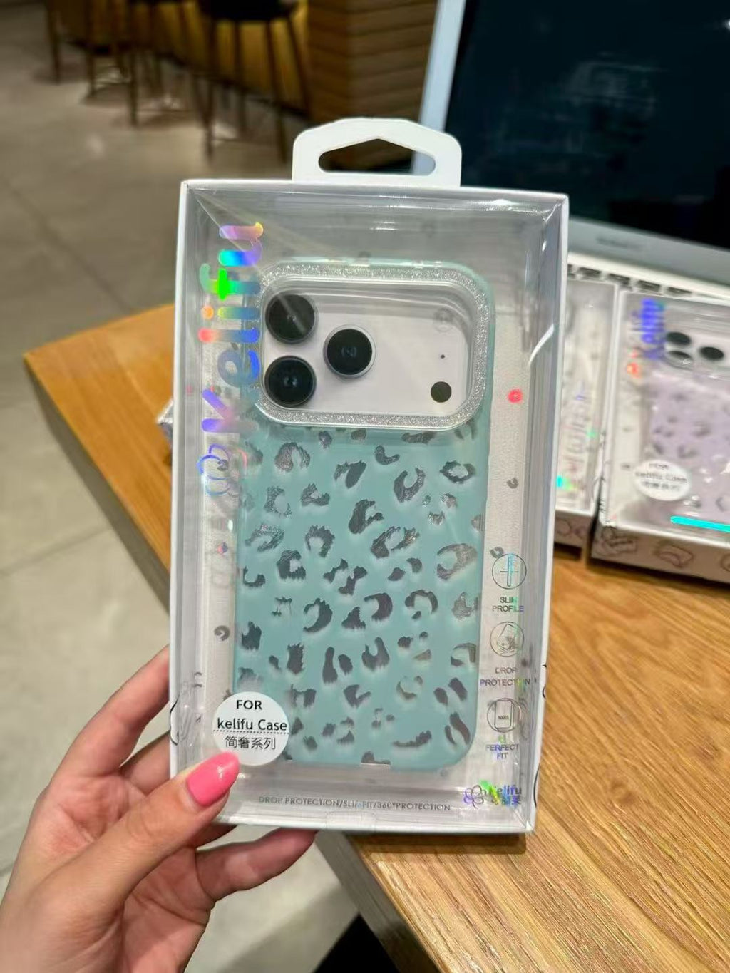 Acrylic Leopard Print Case iPhone Glitter Camera Frame