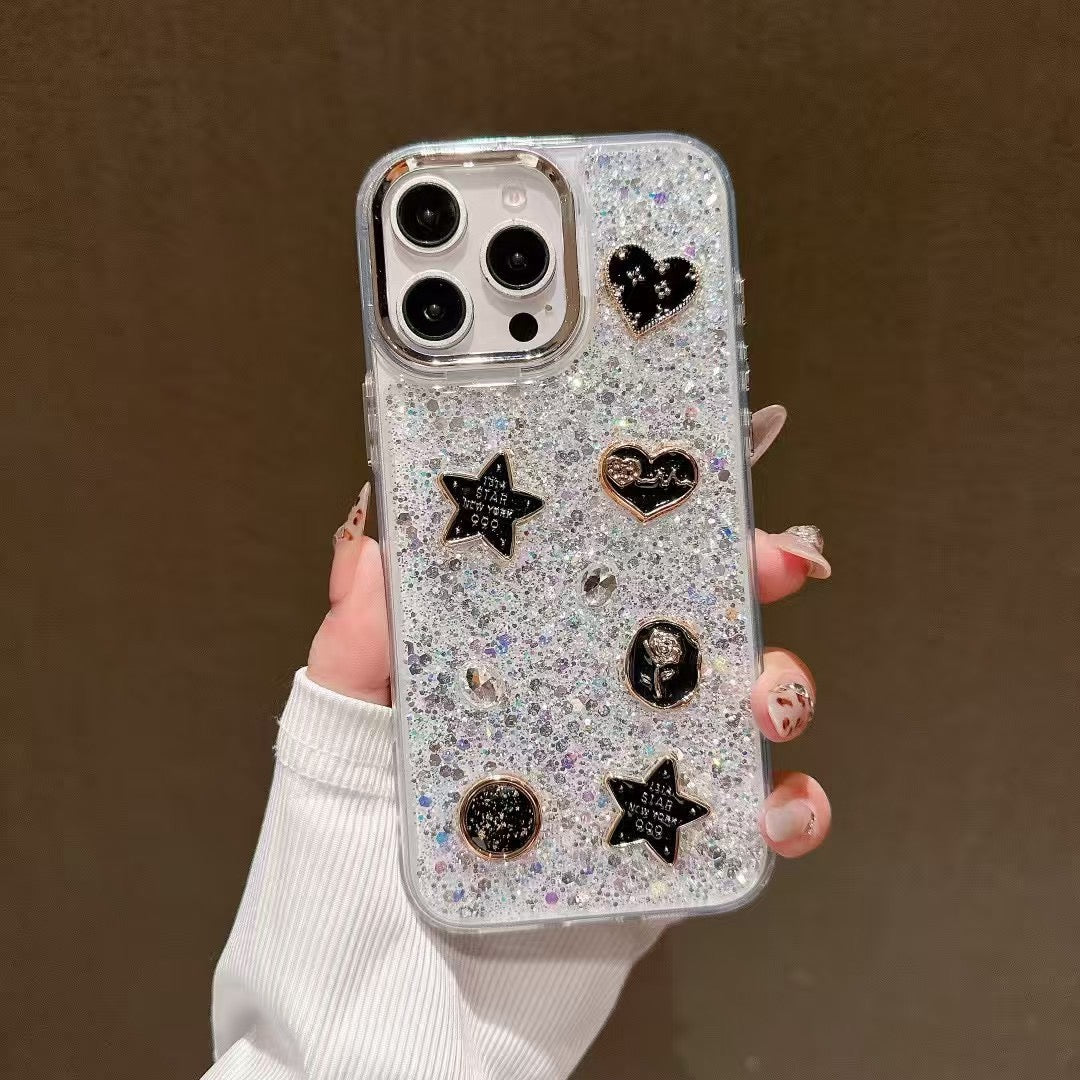 Handmade Drop Glue Glitter Case iPhone 3D Star & Heart