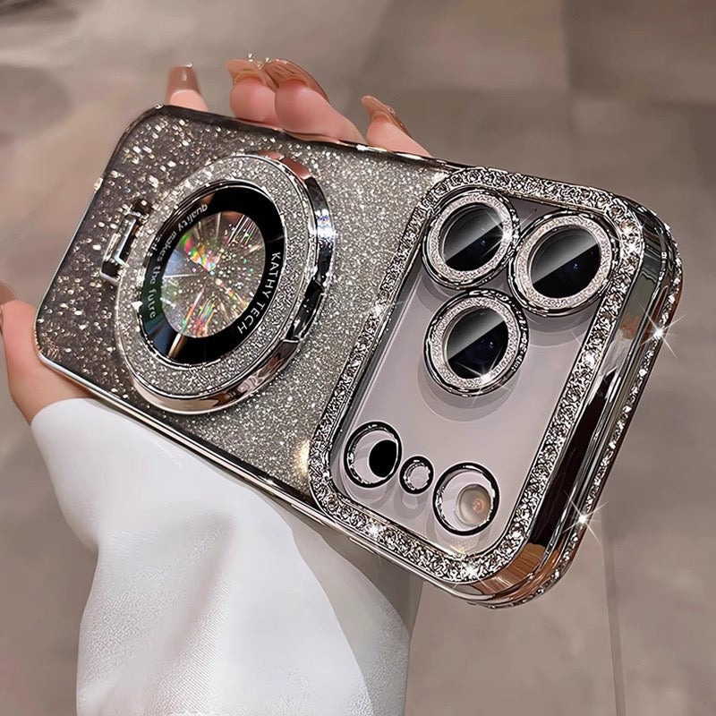 Glam Glitter TPU Case  MagSafe Ring + Diamond Frame