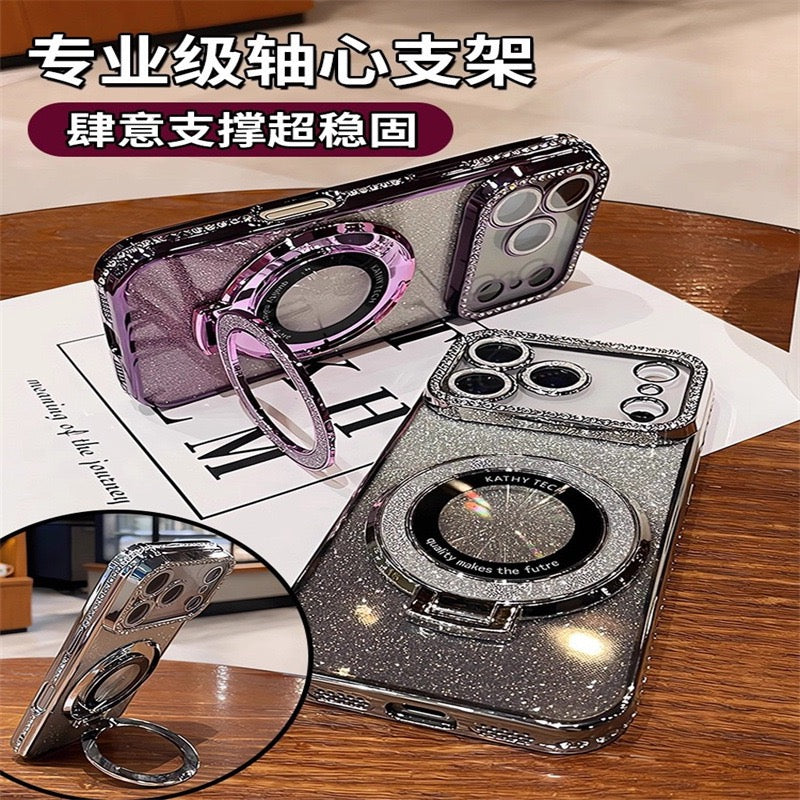 Glam Glitter TPU Case  MagSafe Ring + Diamond Frame