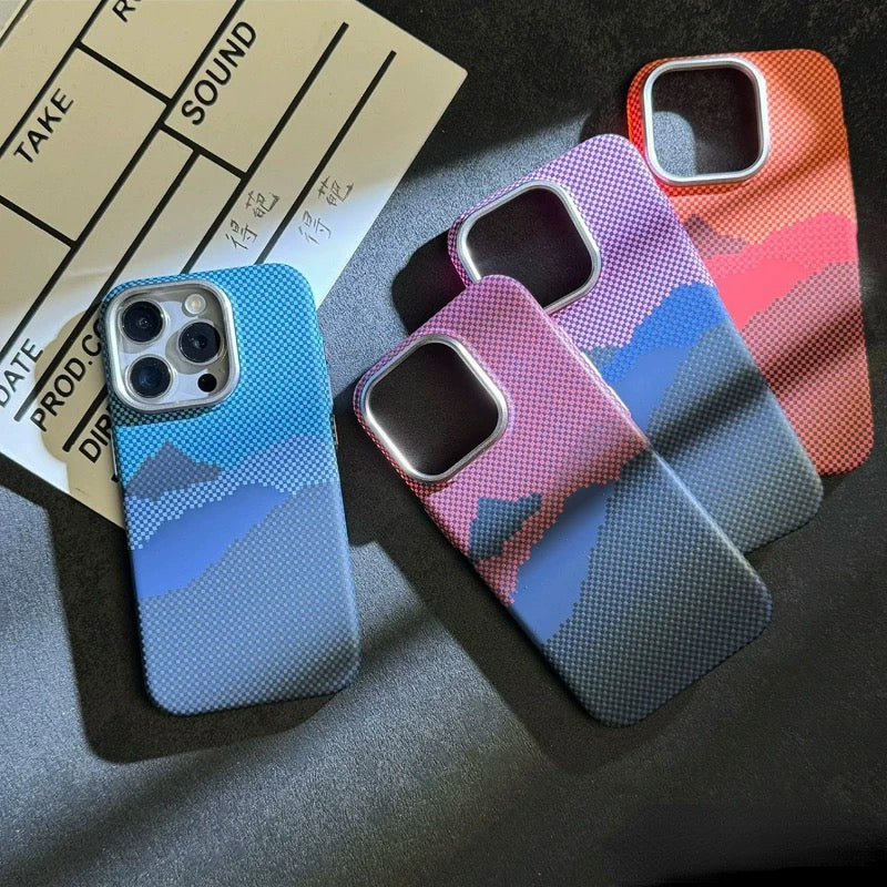 Hard PC Case iPhone Mountain & Stripe Pattern