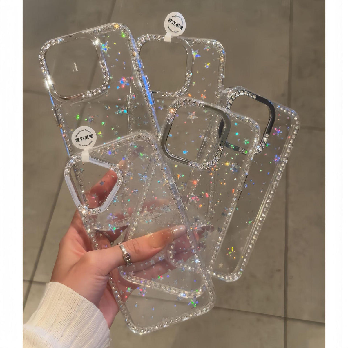 Star Glitter Acrylic Case iPhone Diamond Rhinestone Frame