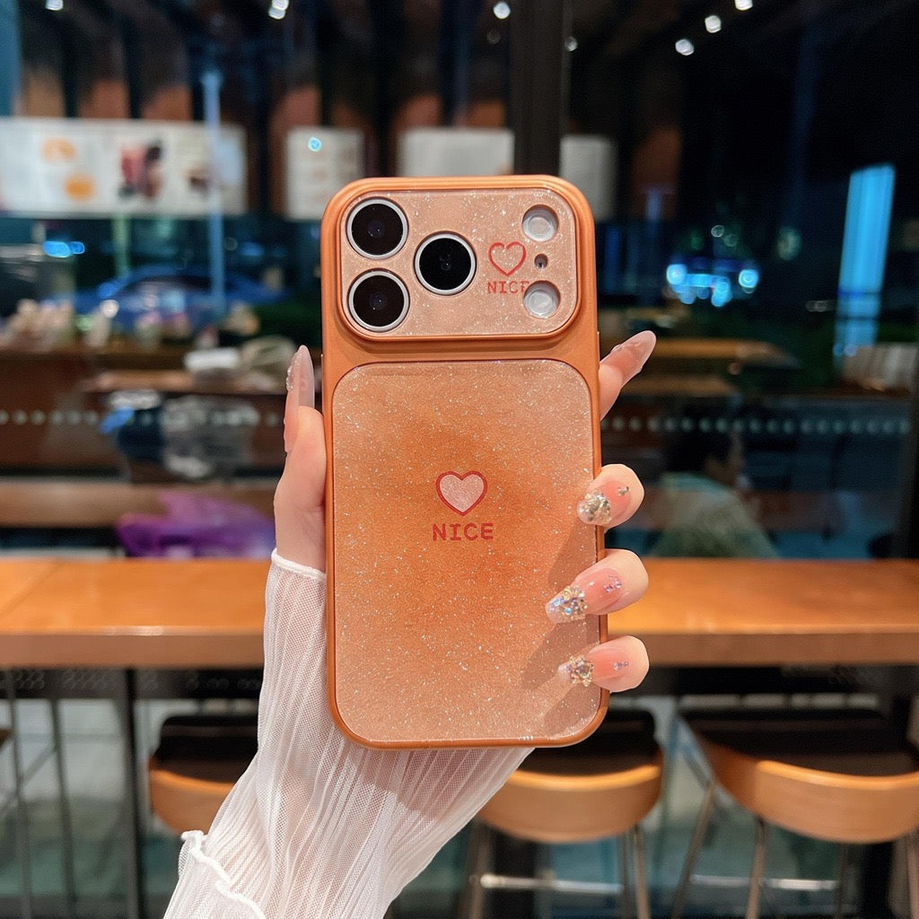 Glitter Acrylic Case iPhone Sweet Heart "NICE" Design