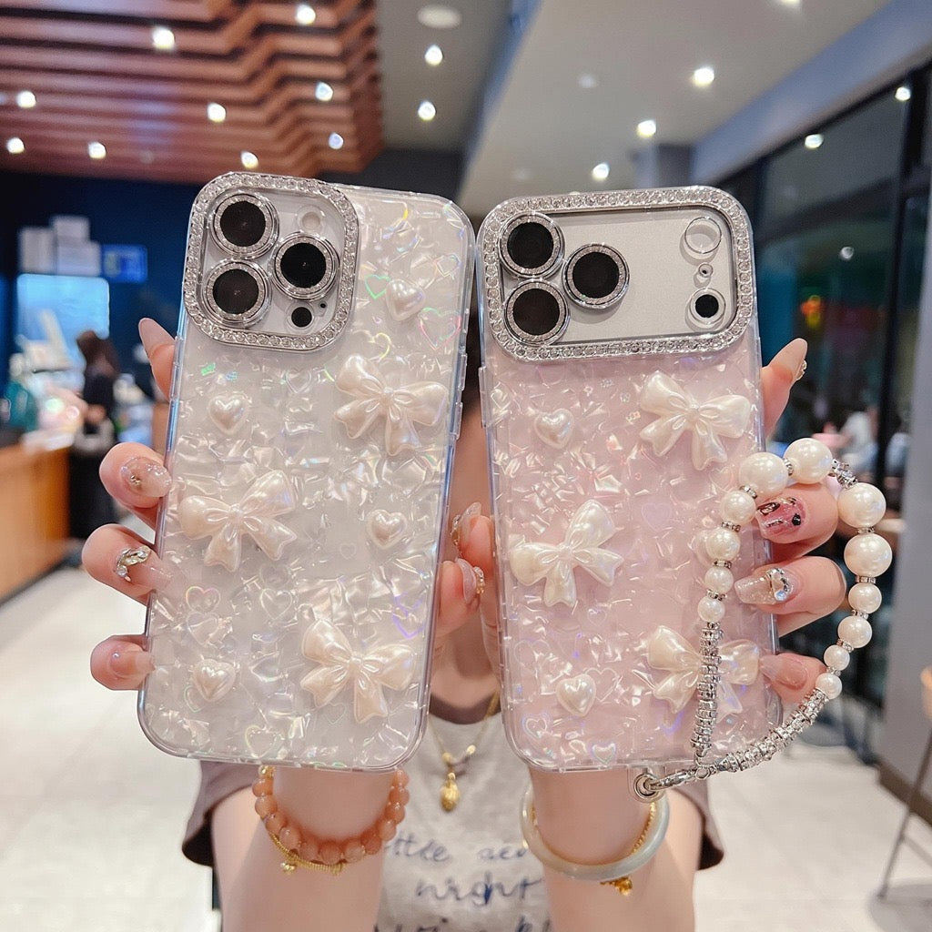 3D Pearl Bow Acrylic Phone Case