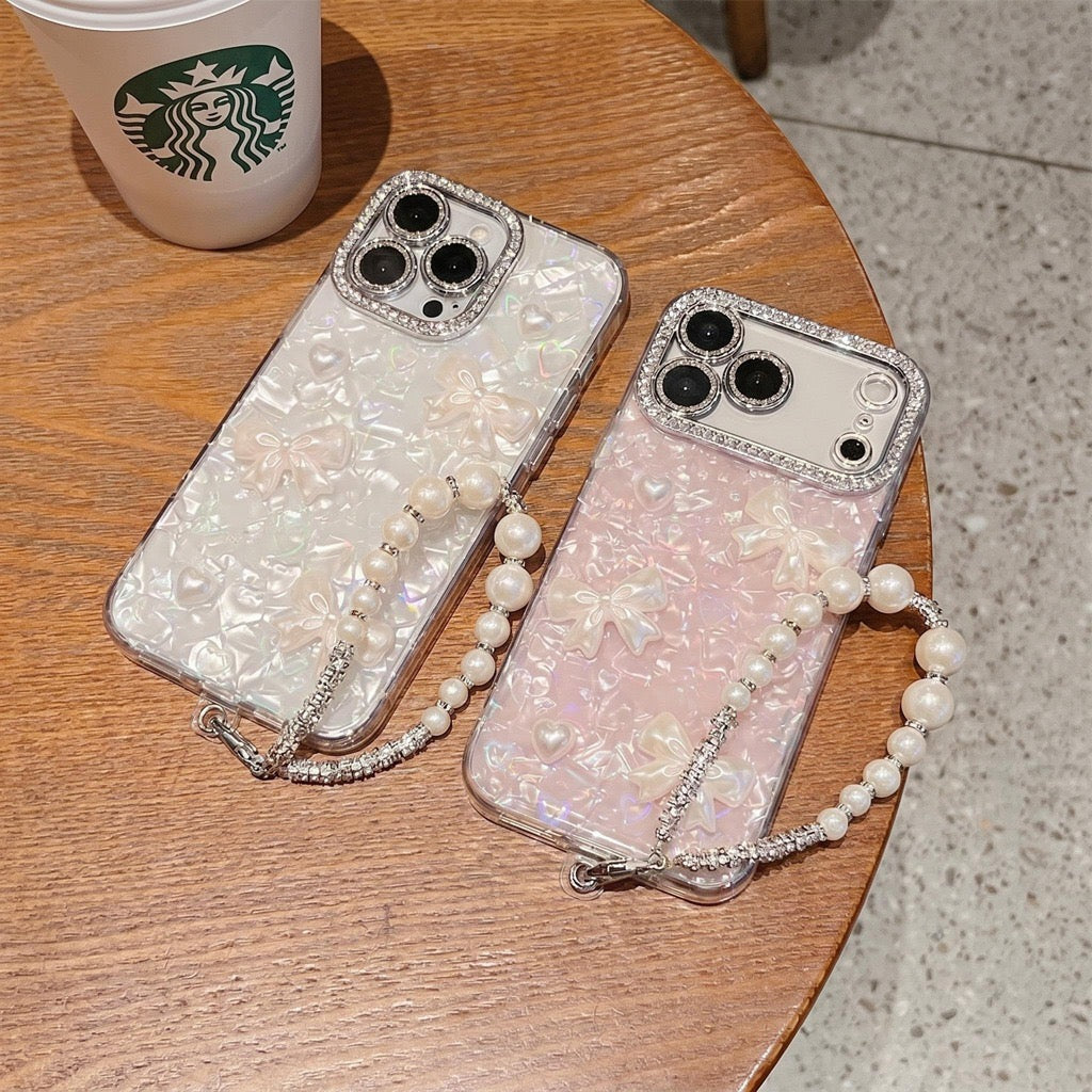 3D Pearl Bow Acrylic Phone Case