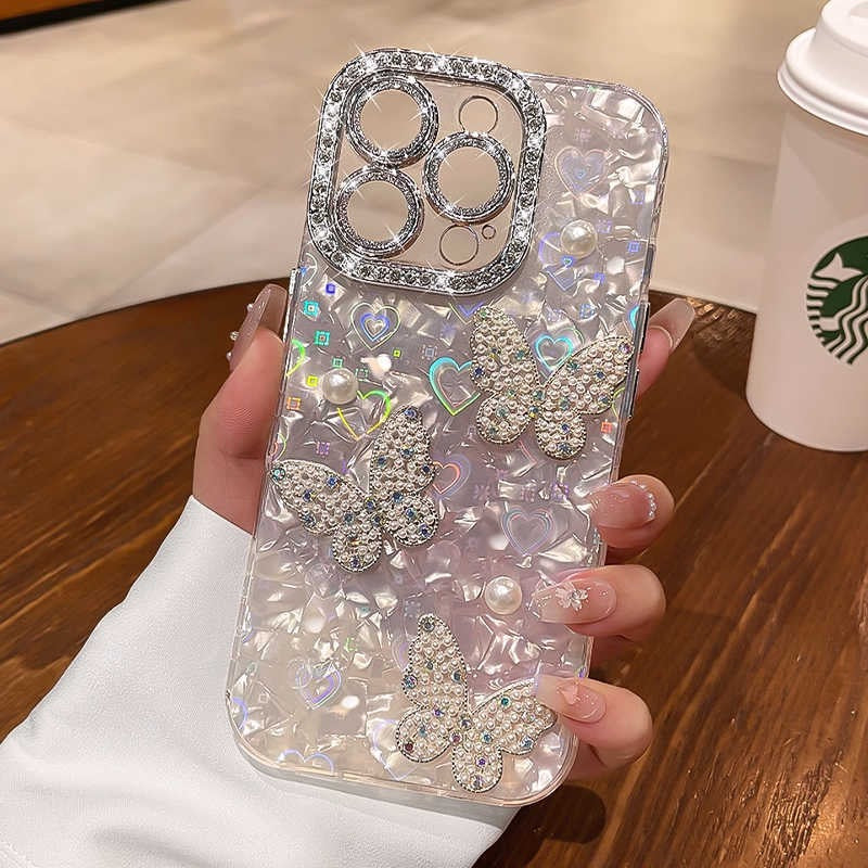 3D Rhinestone Butterfly Acrylic Case iPhone
