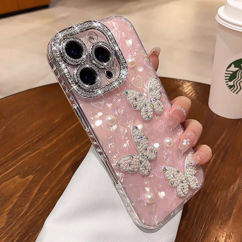 3D Rhinestone Butterfly Acrylic Case iPhone
