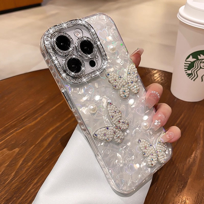 3D Rhinestone Butterfly Acrylic Case iPhone
