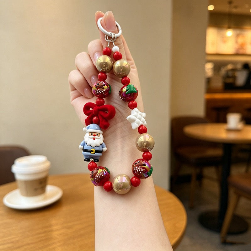 Christmas Santa Beaded Phone Charm