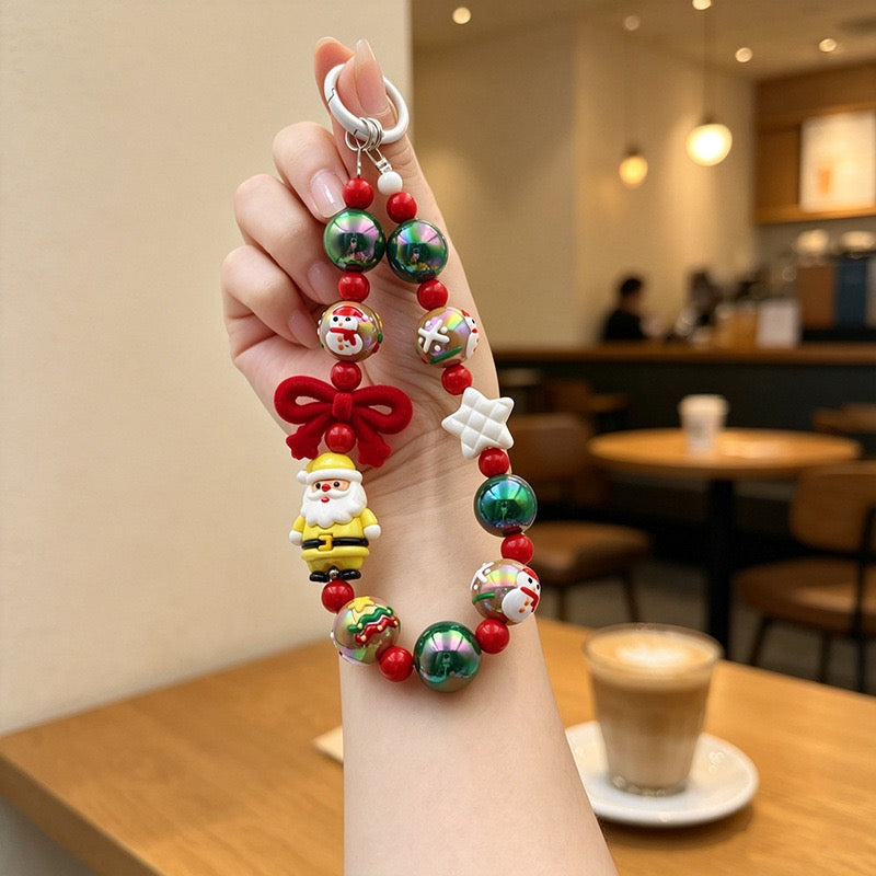 Christmas Santa Beaded Phone Charm