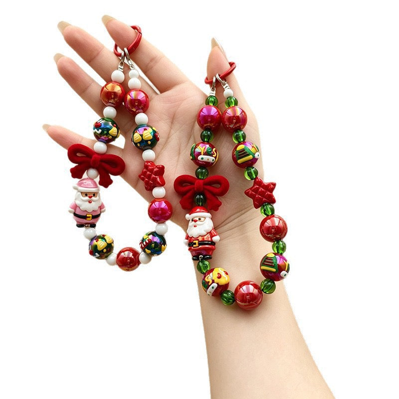 Christmas Santa Beaded Phone Charm