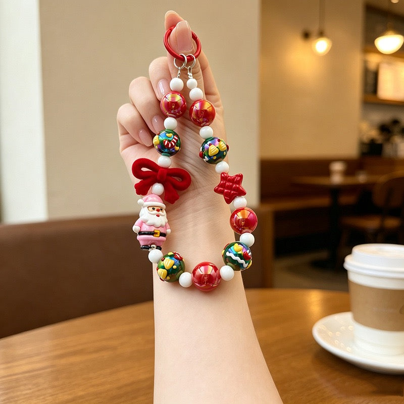 Christmas Santa Beaded Phone Charm