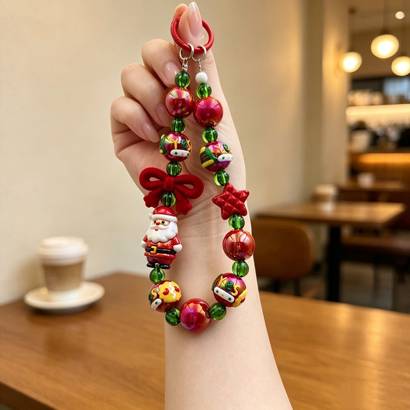 Christmas Santa Beaded Phone Charm