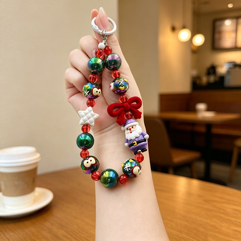 Christmas Santa Beaded Phone Charm