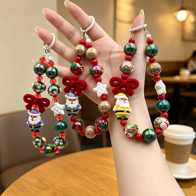 Christmas Santa Beaded Phone Charm