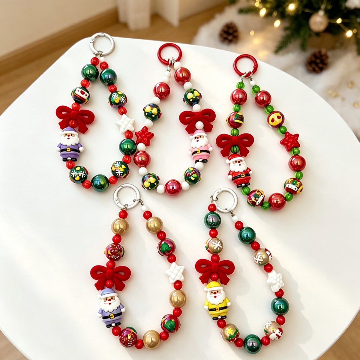 Christmas Santa Beaded Phone Charm