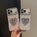 Sparkling Heart Rhinestone Acrylic Phone Case