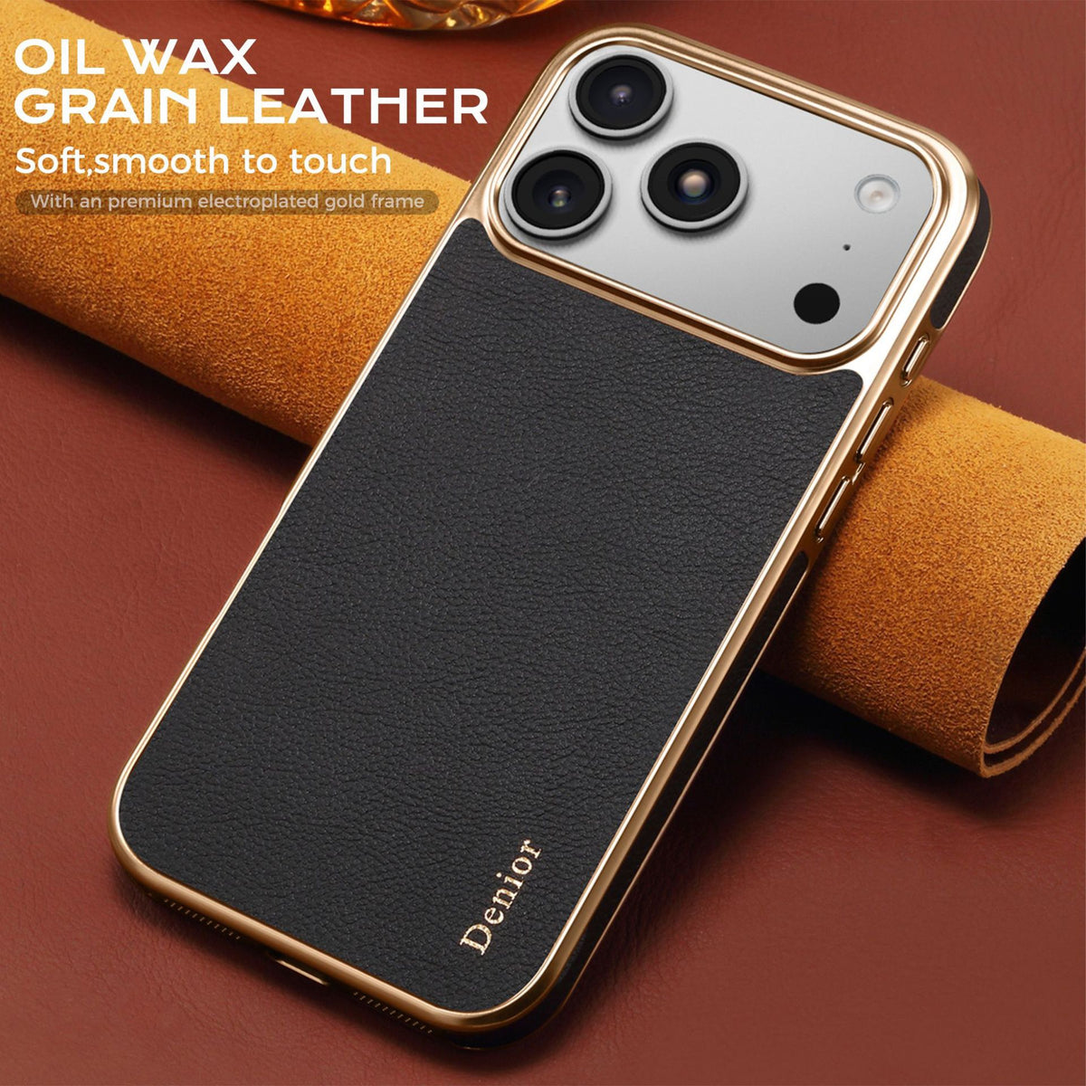 English: Genuine Oil Wax Leather Phone Case