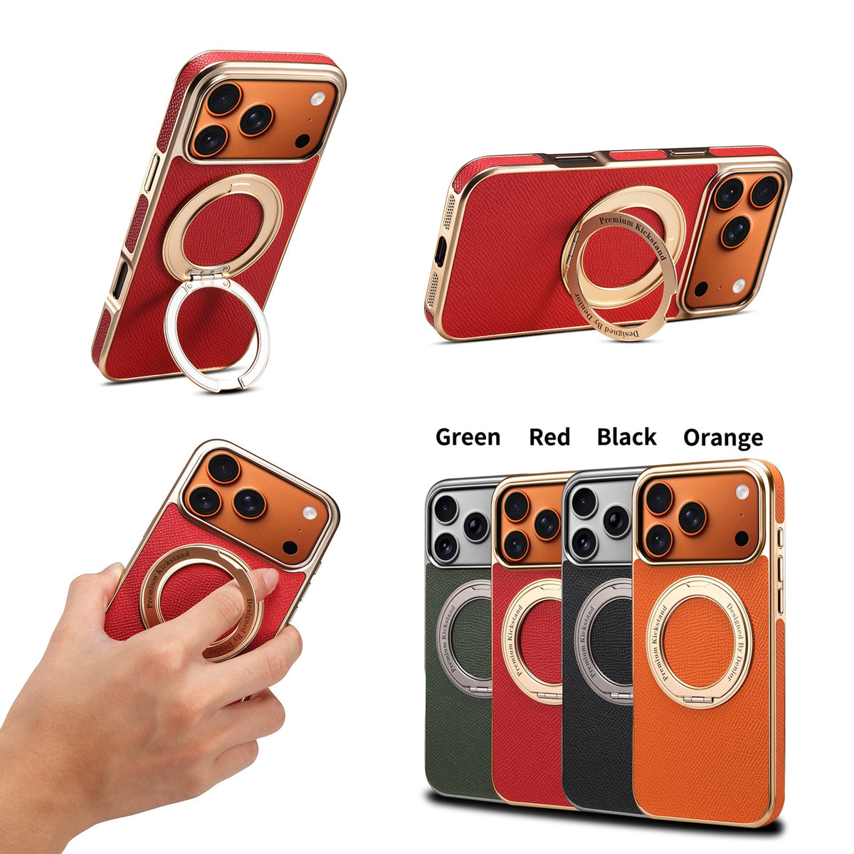 Genuine Leather Magnetic Kickstand Case