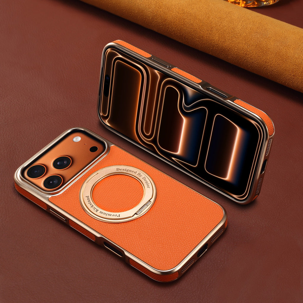 Genuine Leather Magnetic Kickstand Case