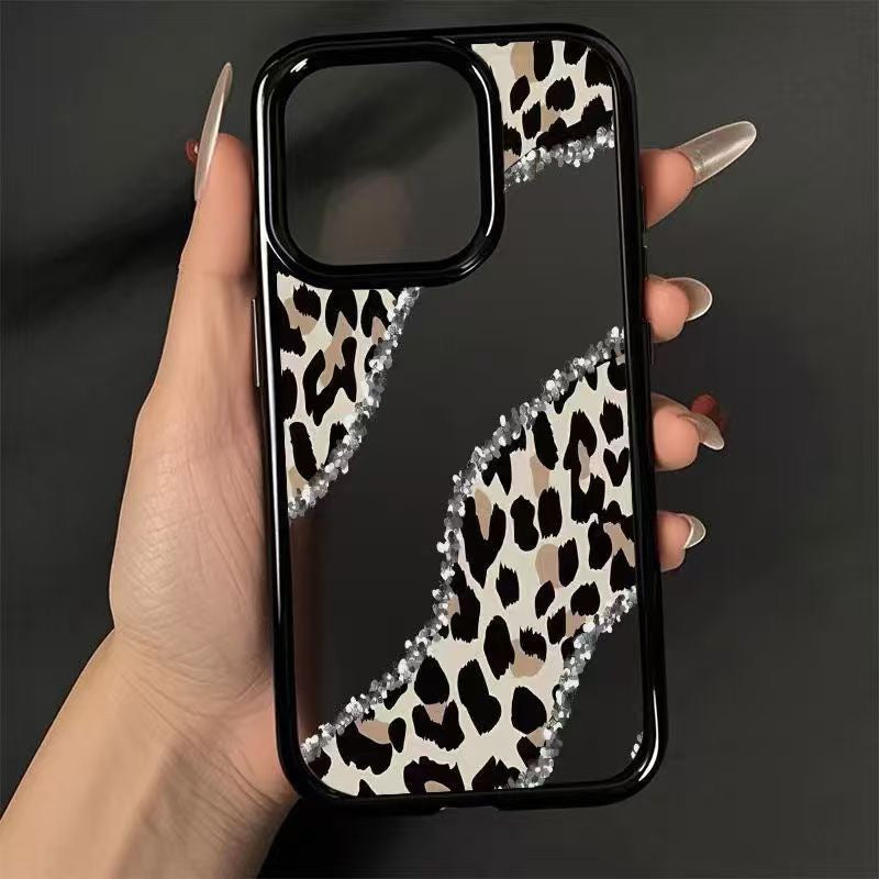 Leopard Print Glitter Silicone Phone Case