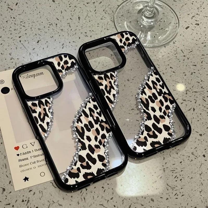 Leopard Print Glitter Silicone Phone Case