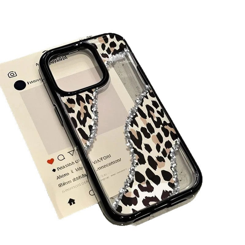 Leopard Print Glitter Silicone Phone Case