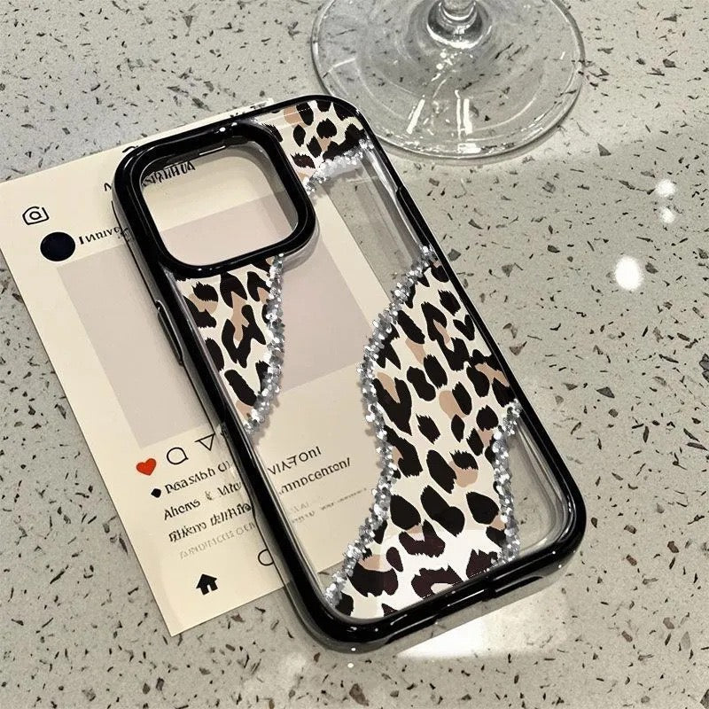Leopard Print Glitter Silicone Phone Case