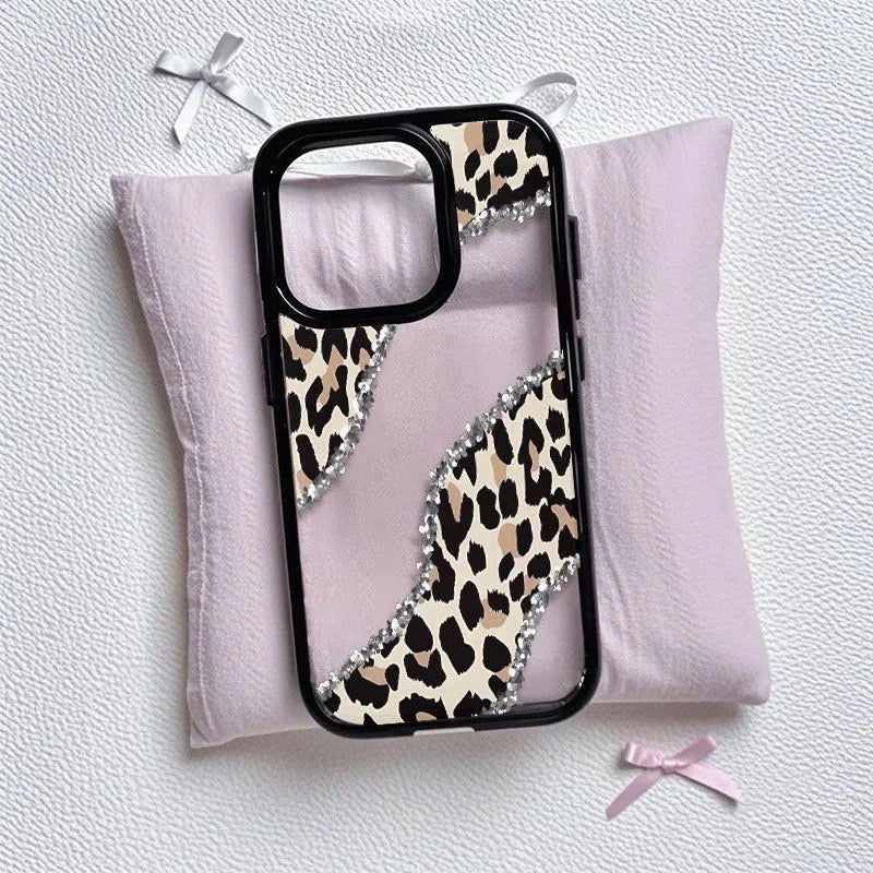 Leopard Print Glitter Silicone Phone Case
