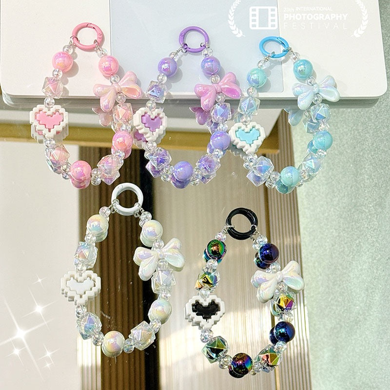 Cute Pixel Heart Acrylic Phone Charm
