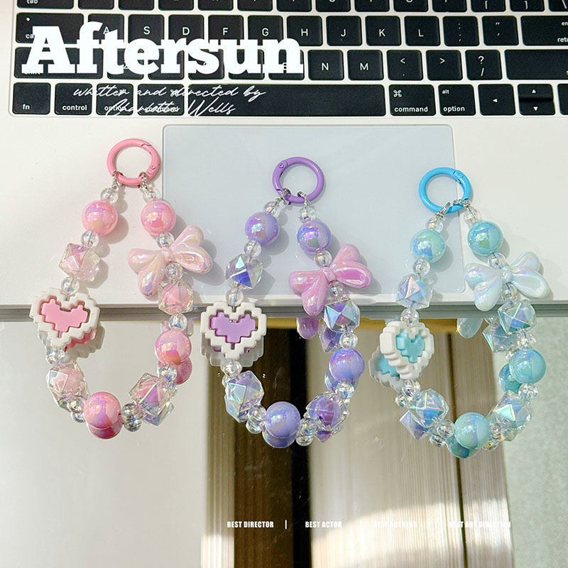 Cute Pixel Heart Acrylic Phone Charm