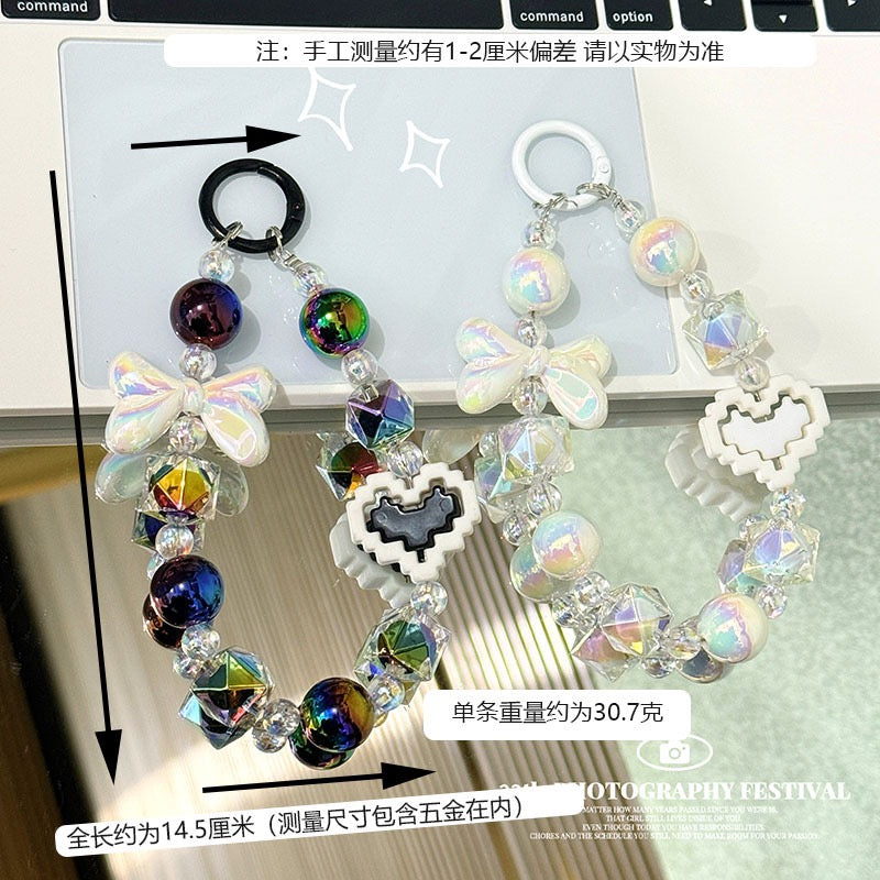 Cute Pixel Heart Acrylic Phone Charm