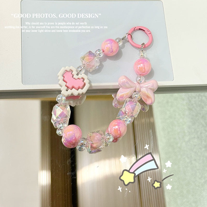 Cute Pixel Heart Acrylic Phone Charm