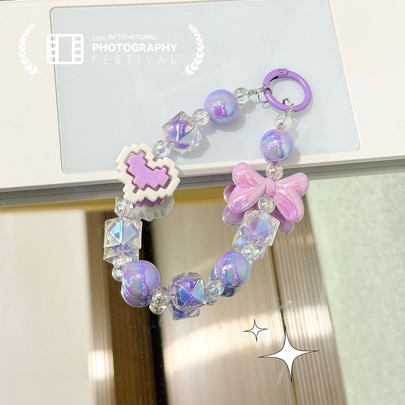 Cute Pixel Heart Acrylic Phone Charm