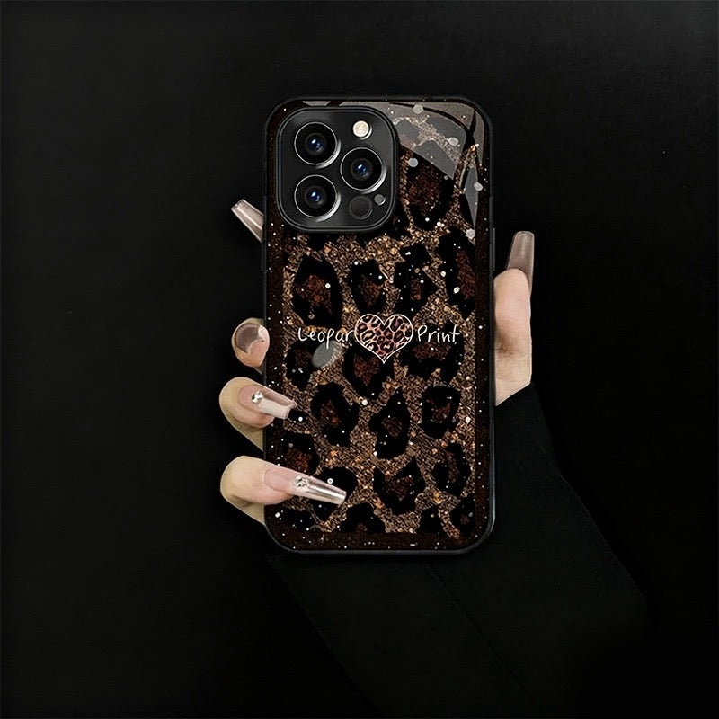 Leopard Print Glass Phone Case